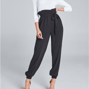 Black High-Waisted paper bag Pants